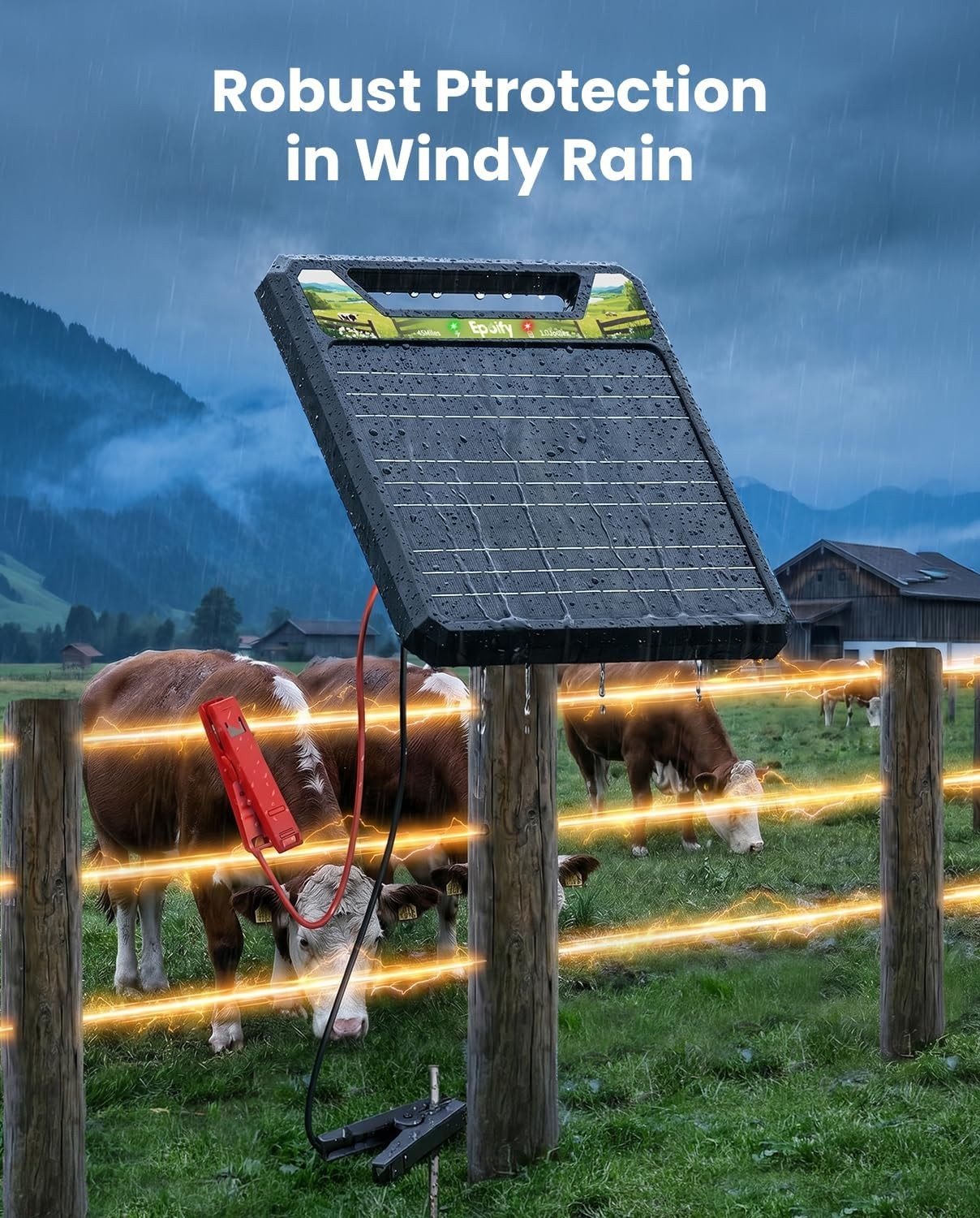 Solar Electric Fence Charger 45 Mile Predator Solar Fence Energizer for Cattle