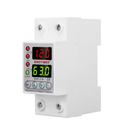 110V 120V DIN Rail Over Under Voltage Current Protector Relay 40A 63A