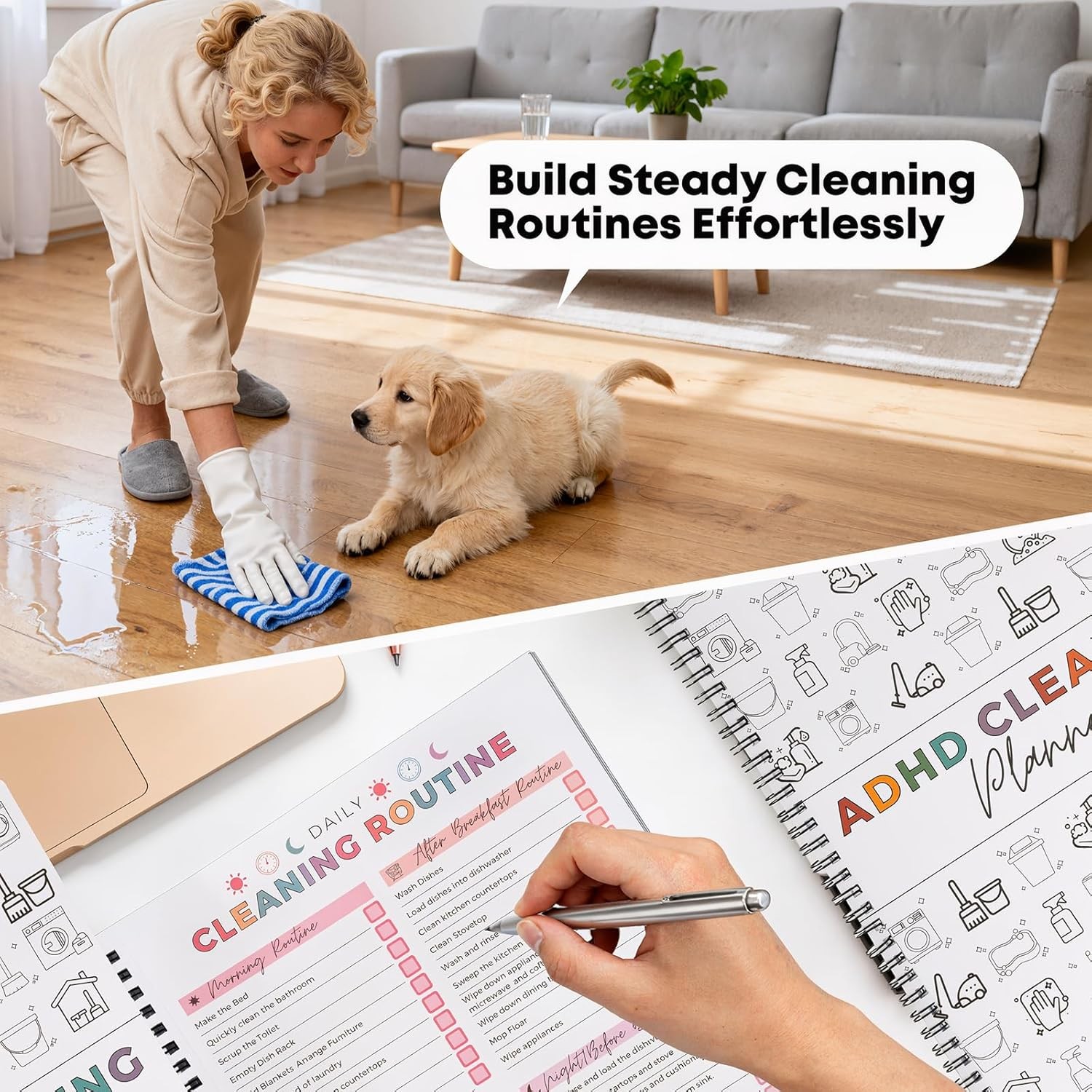 Adhd Cleaning Planner,Household Cleaning Planner, Daily, Weekly And Monthly H…