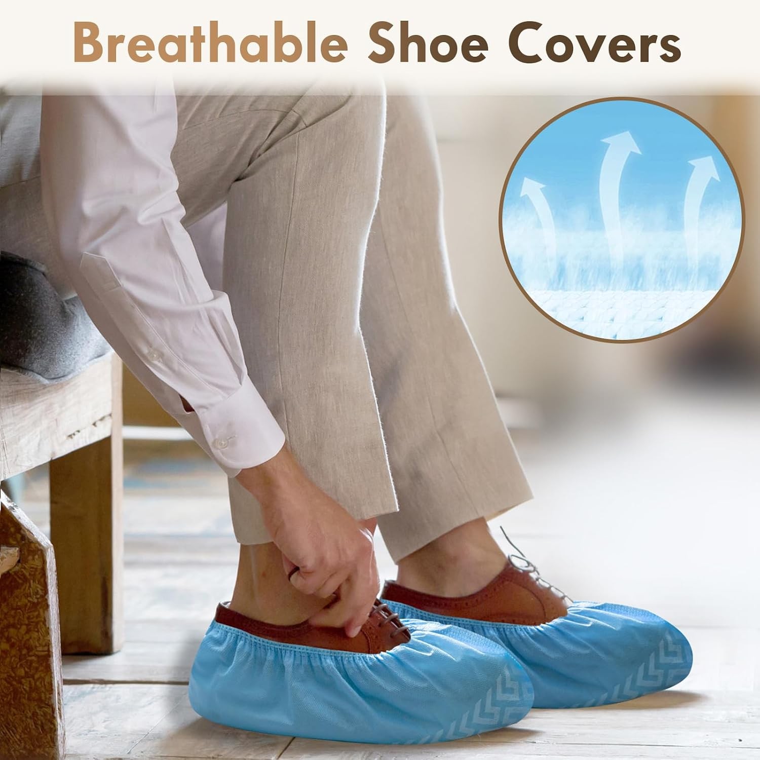 X-Large Disposable Non Slip Shoe Covers 50PCS Breathable Stretchable Foot Covers