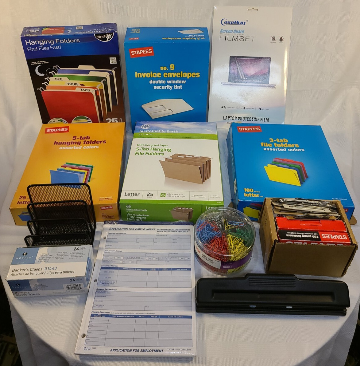 Office Supply Mixed Bulk Lot Hanging File Folders Envelopes Paper Clips Punch