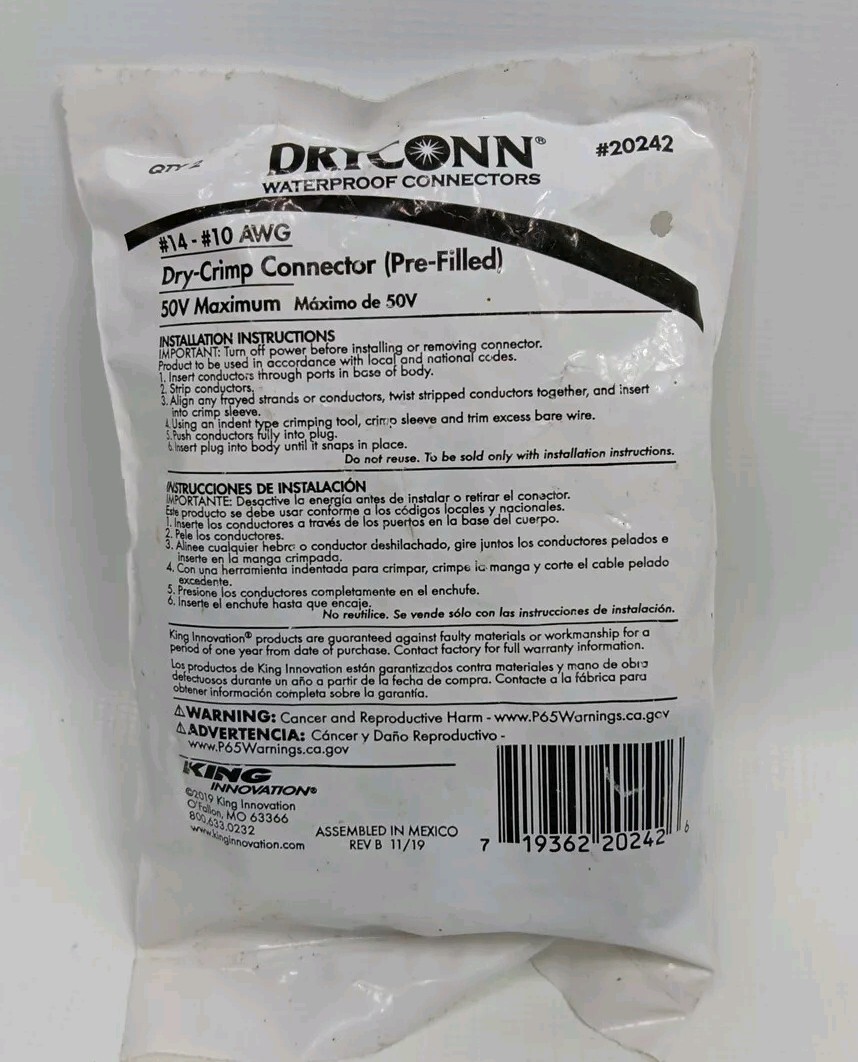 #14-#10 AWG 20242 DryConn Dry-Splice Connector with Crimp Sleeve (pre-filled) 2e