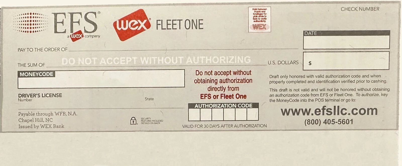 EFS Checks BLANK Electronic Fund Source 10/20/40/80 Pack *FREE SHIPPING*