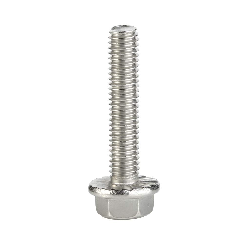 M6 x 30mm Flanged Hex Head Bolts Flange Hexagon Screws, M6-1.0 x 30mm, Silver
