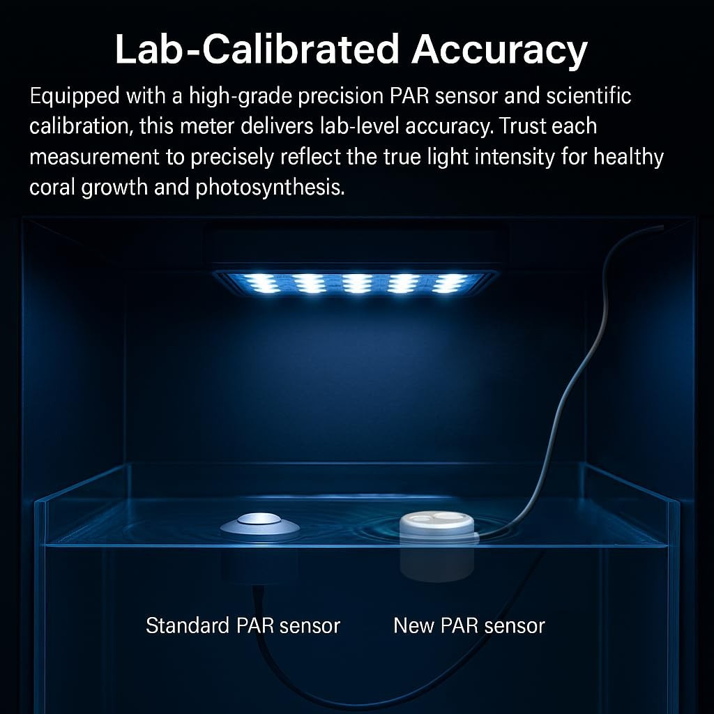 AH-Reef PAR Meter,Test PPFD,UVA w/m²,Waterproof Sensor,Show R,G,B% in Aquarium L