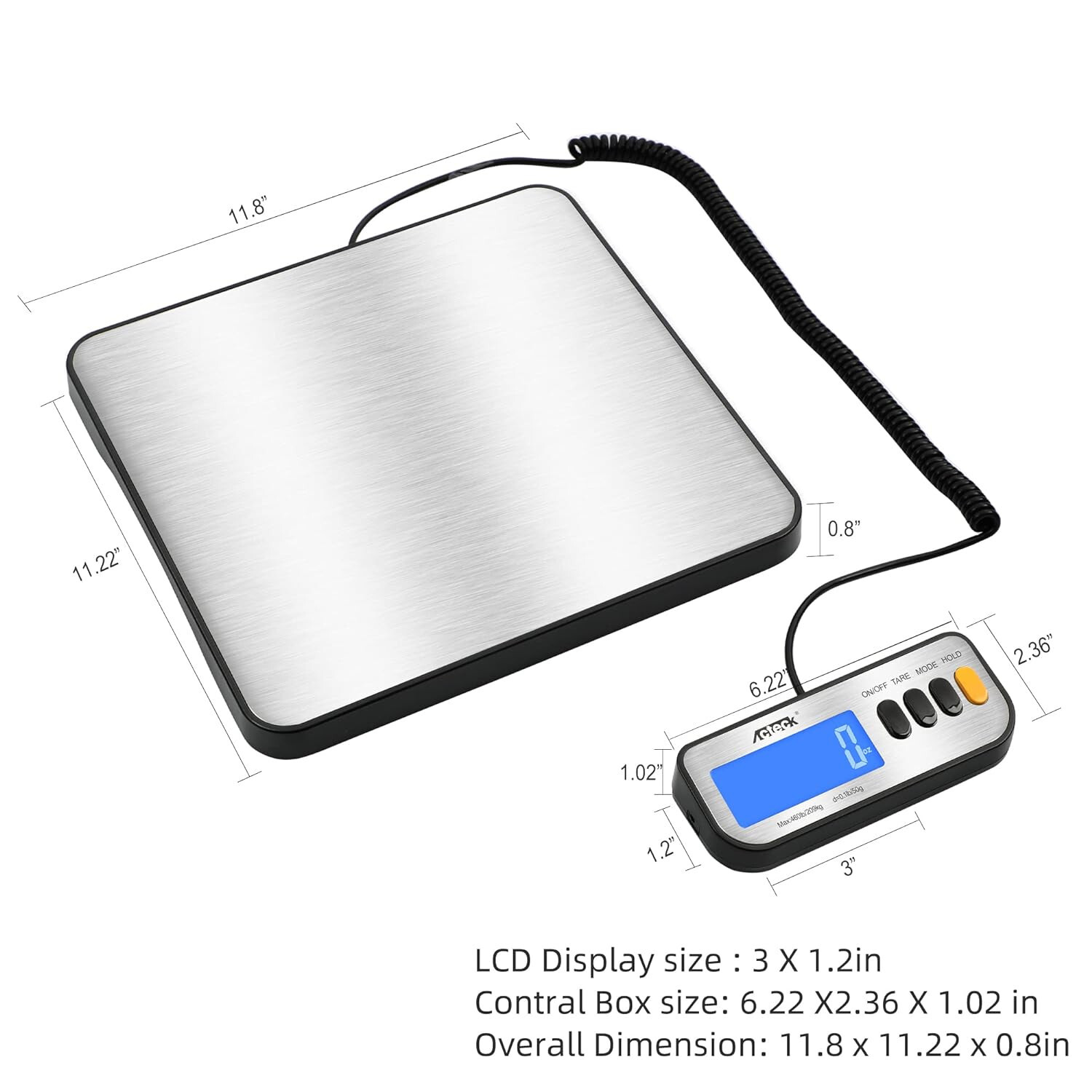 Acteck A-LX460 460lb x 0.1lb Digital Heavy Duty Shipping and Postal Scale