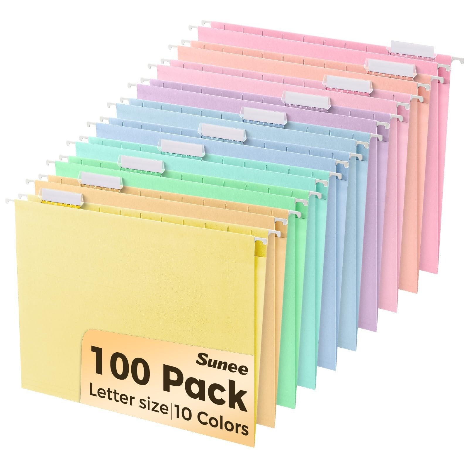 SUNEE Hanging File Folders, 50 Pack Letter Size Hanging File Folders with 1/5-cu
