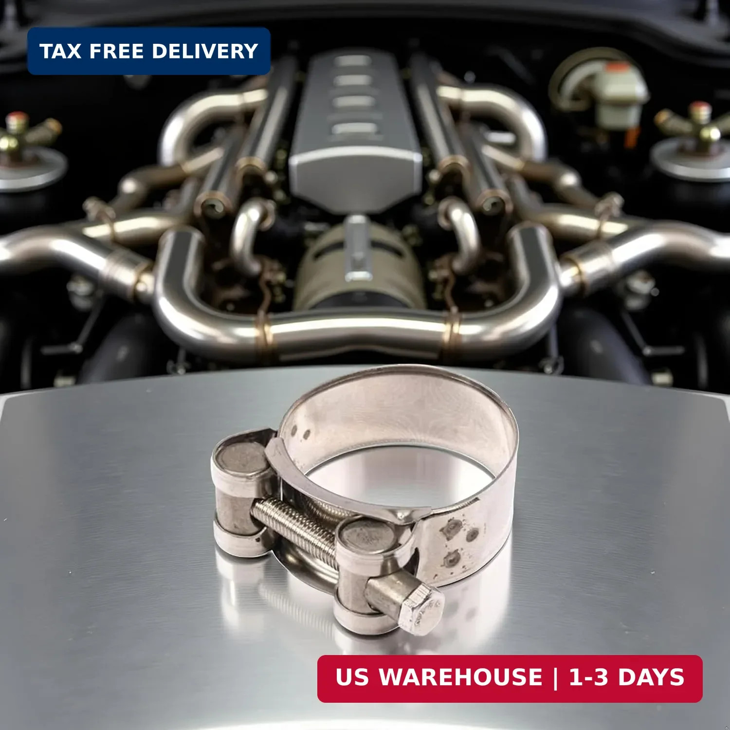 2Pcs Exhaust Clamp Stainless Steel Exhaust Band Clamp Replacement for Motorcycle