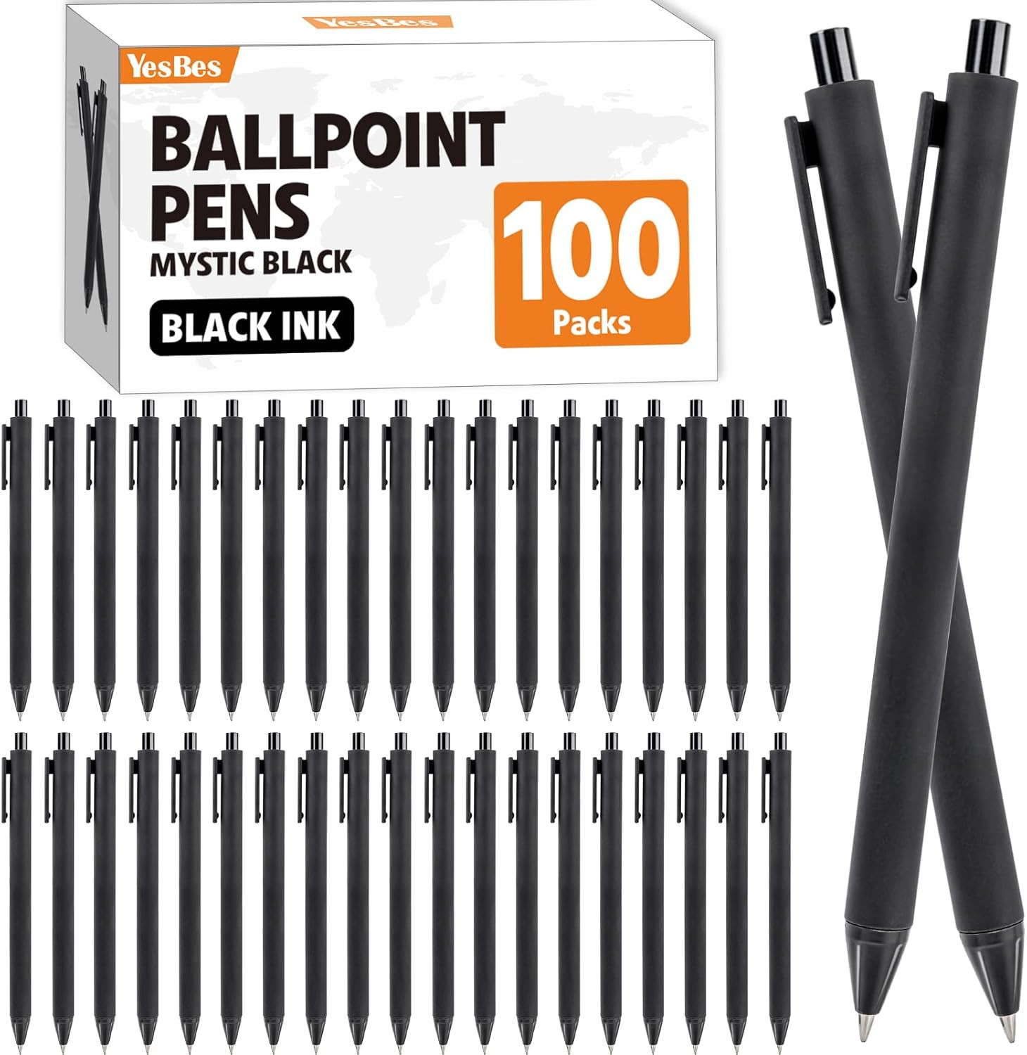 100 Pack Ballpoint Pens Bulk, Retractable Black Pens Ballpoint Medium Point 1Mm