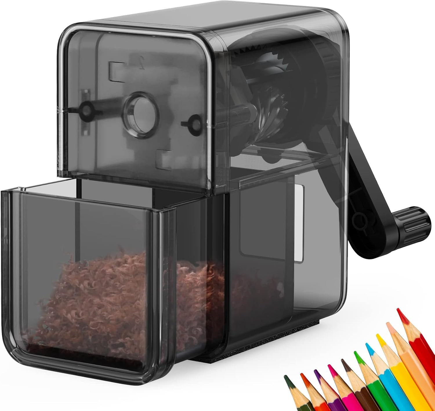 Pencil Sharpener Black, Manual Pencil Sharpener with Stronger Helical to Fast S