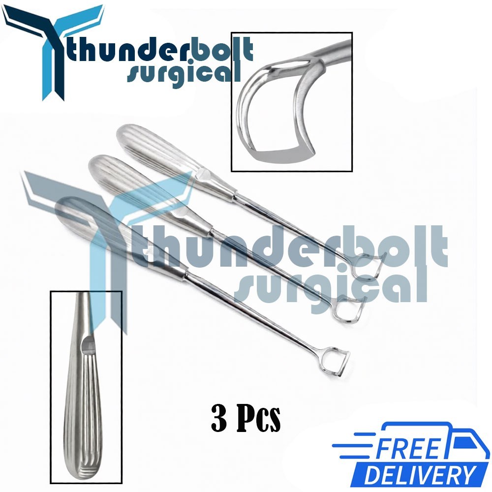 Barnhill Adenoid Curette # 1 # 2 # 3 8.5″ 3 PCs Set ENT Surgical Instruments