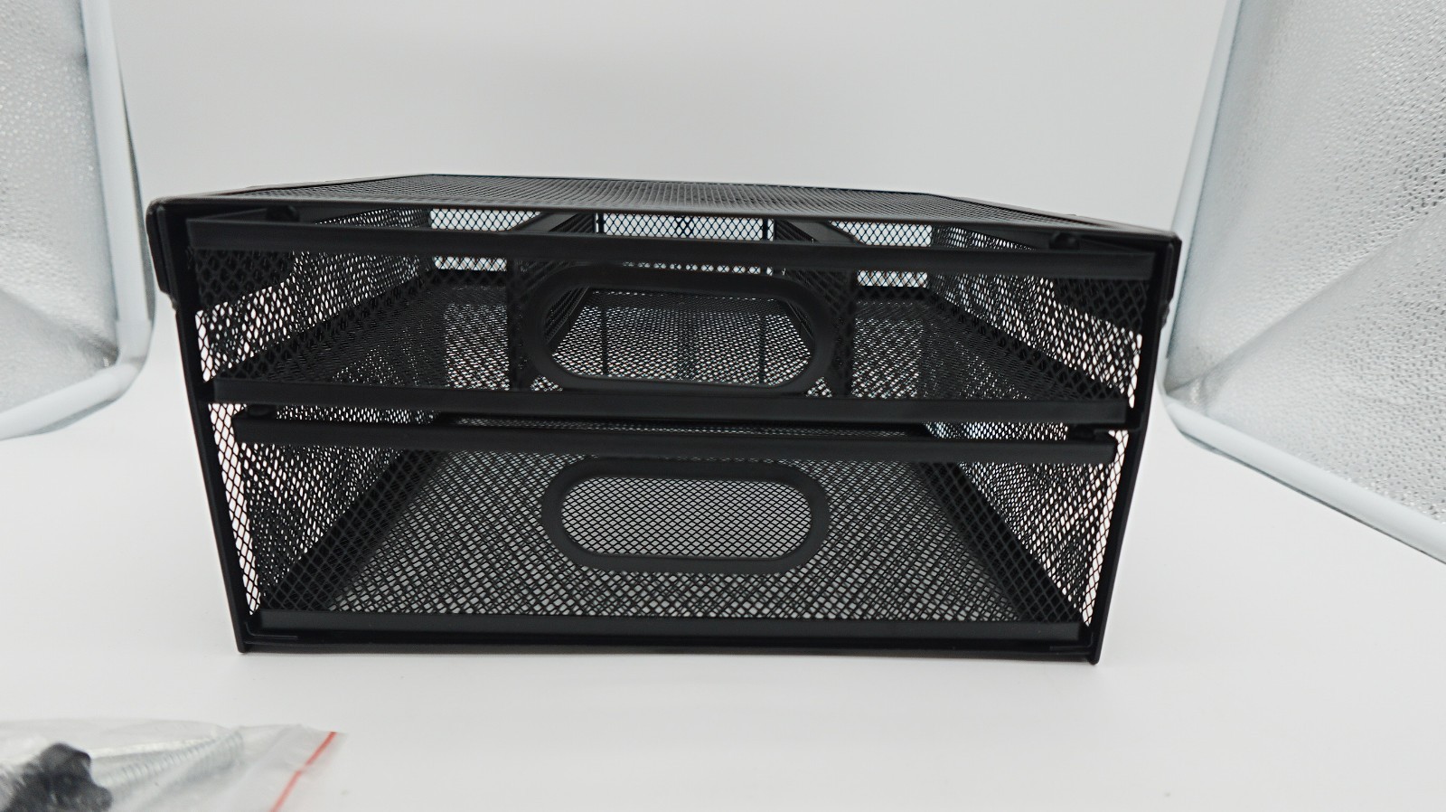 2-tier Black Mesh Under Desk Drawer Organizer Storage Tray Slide Out Space Saver