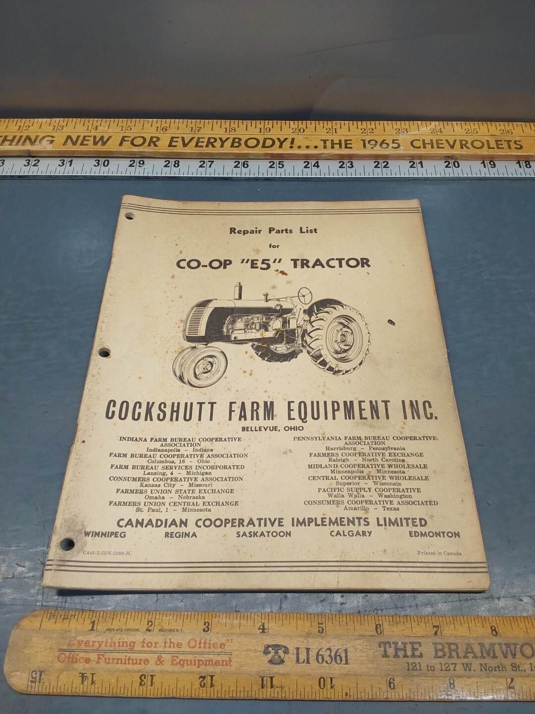 Original Co-op E5 Gas Tractor Parts List Manual, 1953.