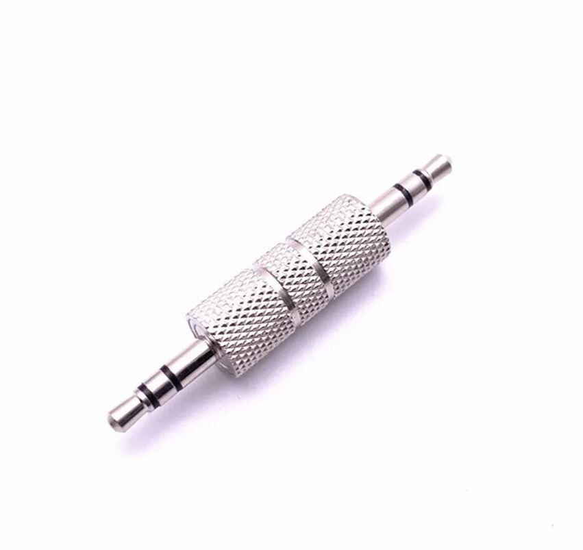 Metal Silver 3.5mm Male to Male Stereo Audio Adapter Earphone Audio Headphone