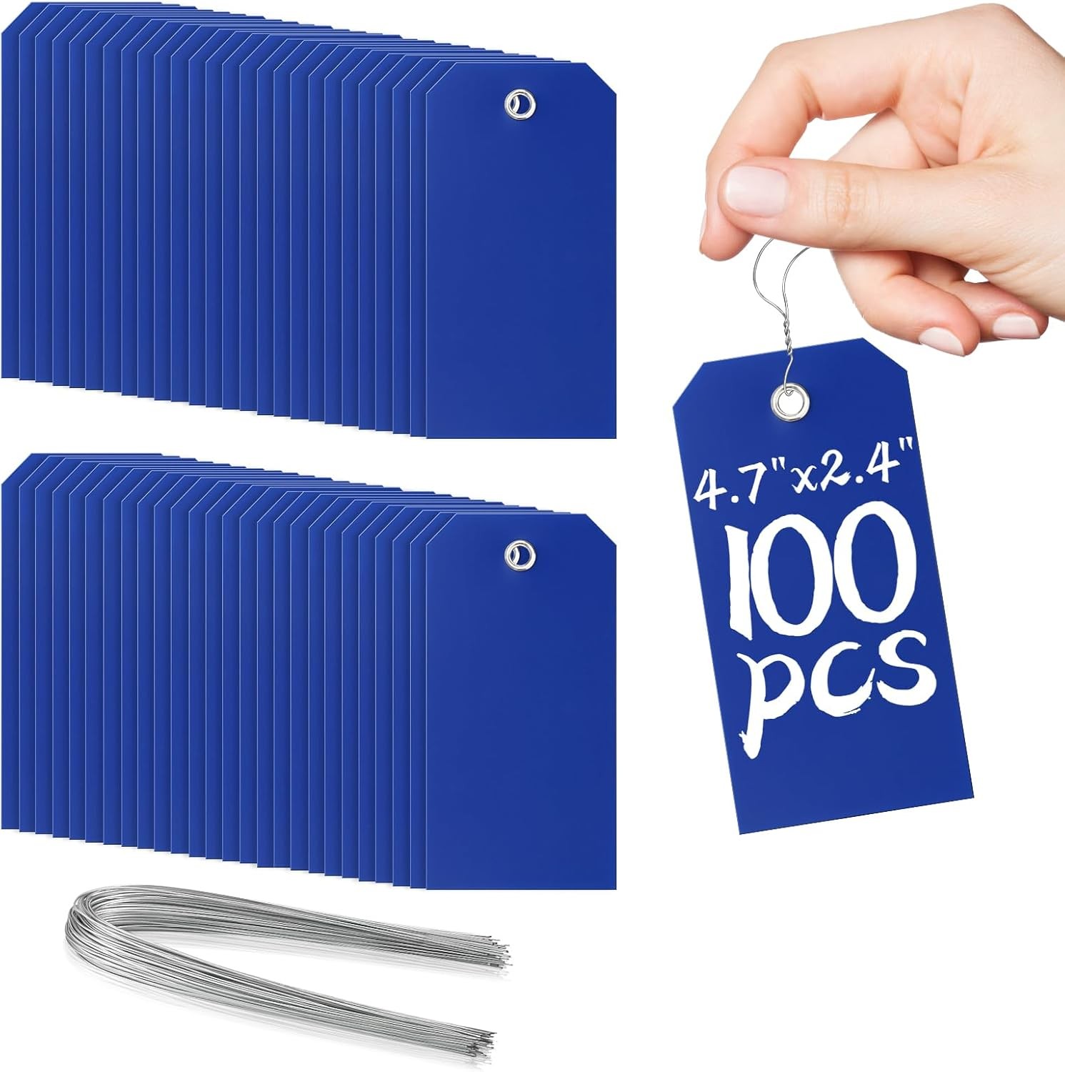 100 Pieces Plastic Shipping Tags with Wires Blank Labeling Tags Waterproof Hang
