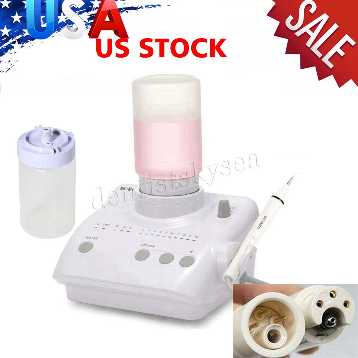 Dental Ultrasonic Scaler for EMS Cavitron Woodpecker+Handpiece+2*Bottles US-E1