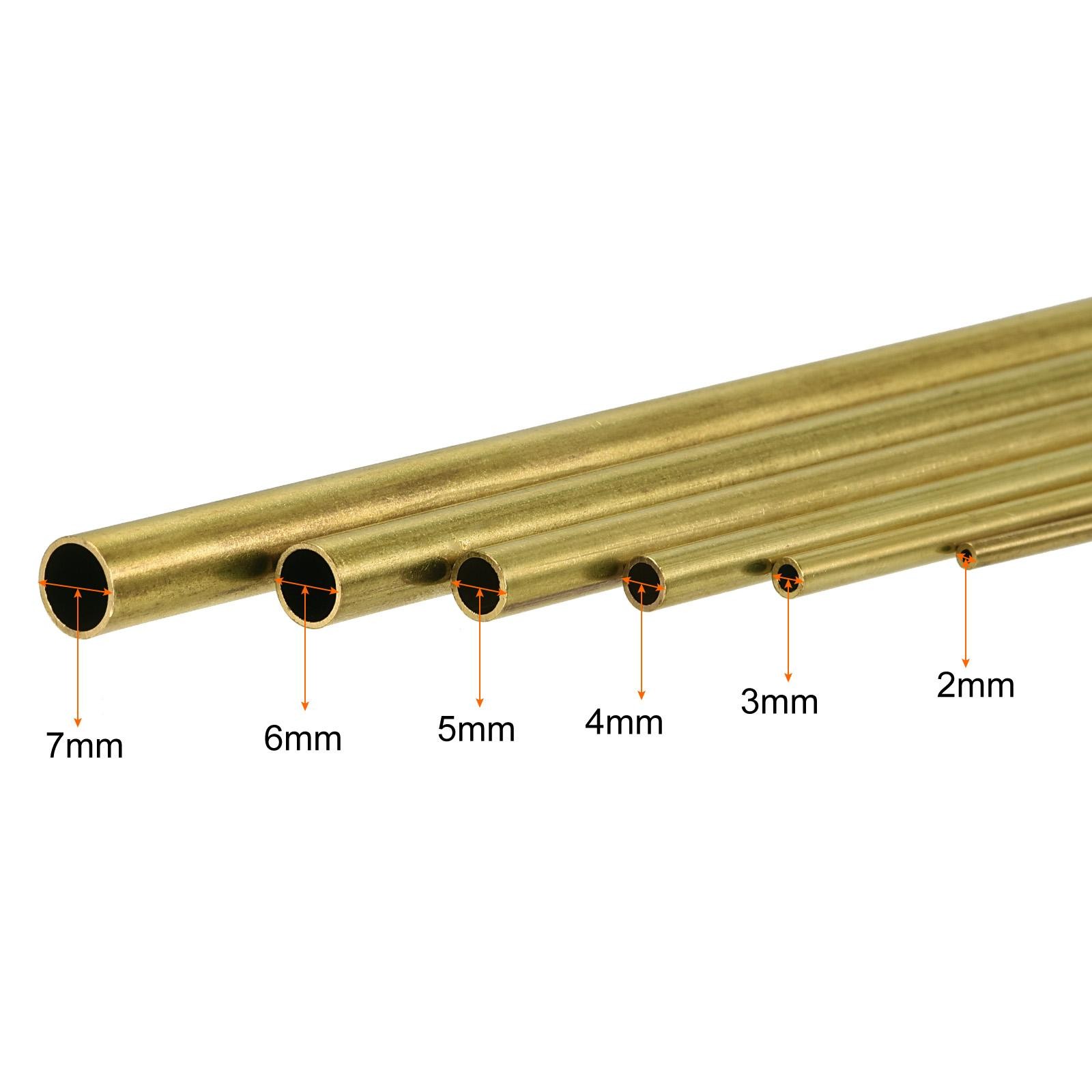 6pcs Brass Tube 2mm-7mm OD 0.5mm Wall Thickness 200mm Length Metal Tubing