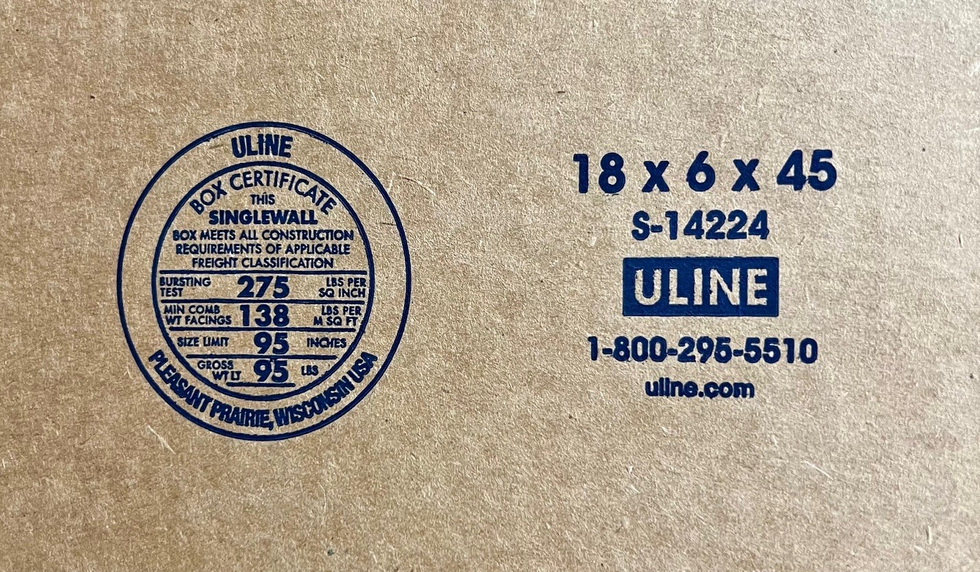 18″ x 6″ x 45″ Cardboard Corrugated Box – SIDE LOADING – GUITAR BOX