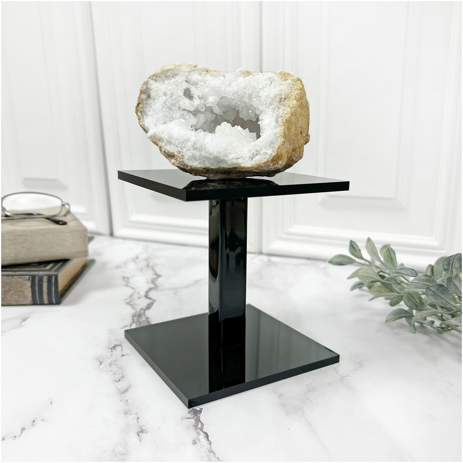 Plymor Black Acrylic Square Barbell Pedestal Display Riser, 4.5″ H x 4″ W x 4″ D