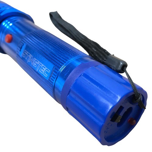 Maximum Power Stingtec Stun Gun Rechargeable LED Flashlight w Carrying Case Blue