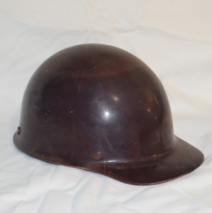 Vintage 1975 MSA Skullgard Brown Fiberglass Hard Hat Safety Helmet ANSI Class A