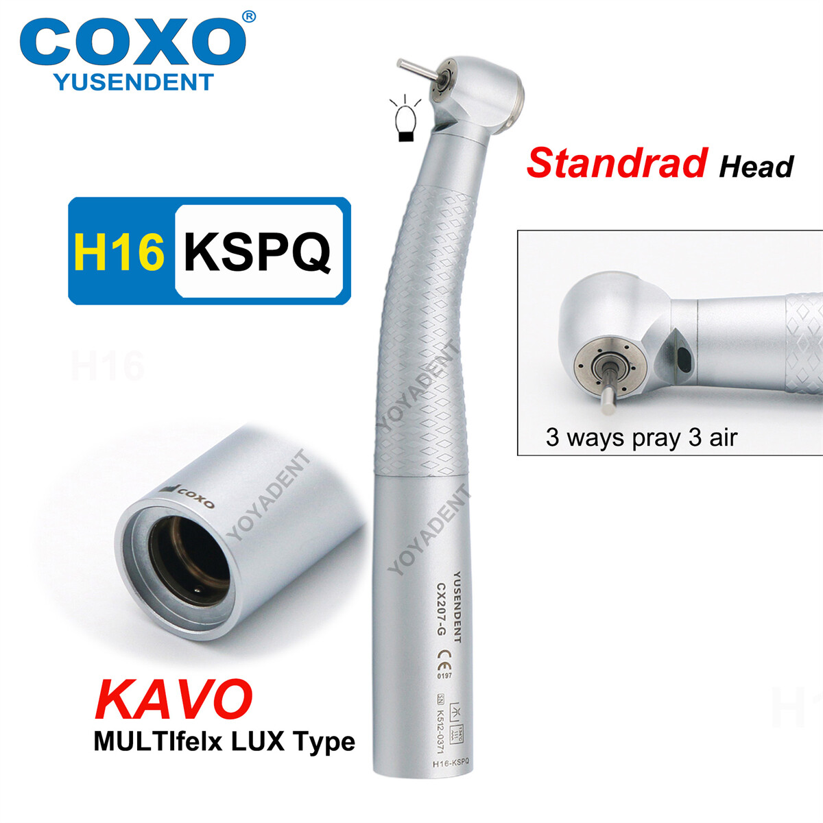 COXO Dental Fiber Optic High Speed Turbine Self-power Turbine LED 6Pin Coupling