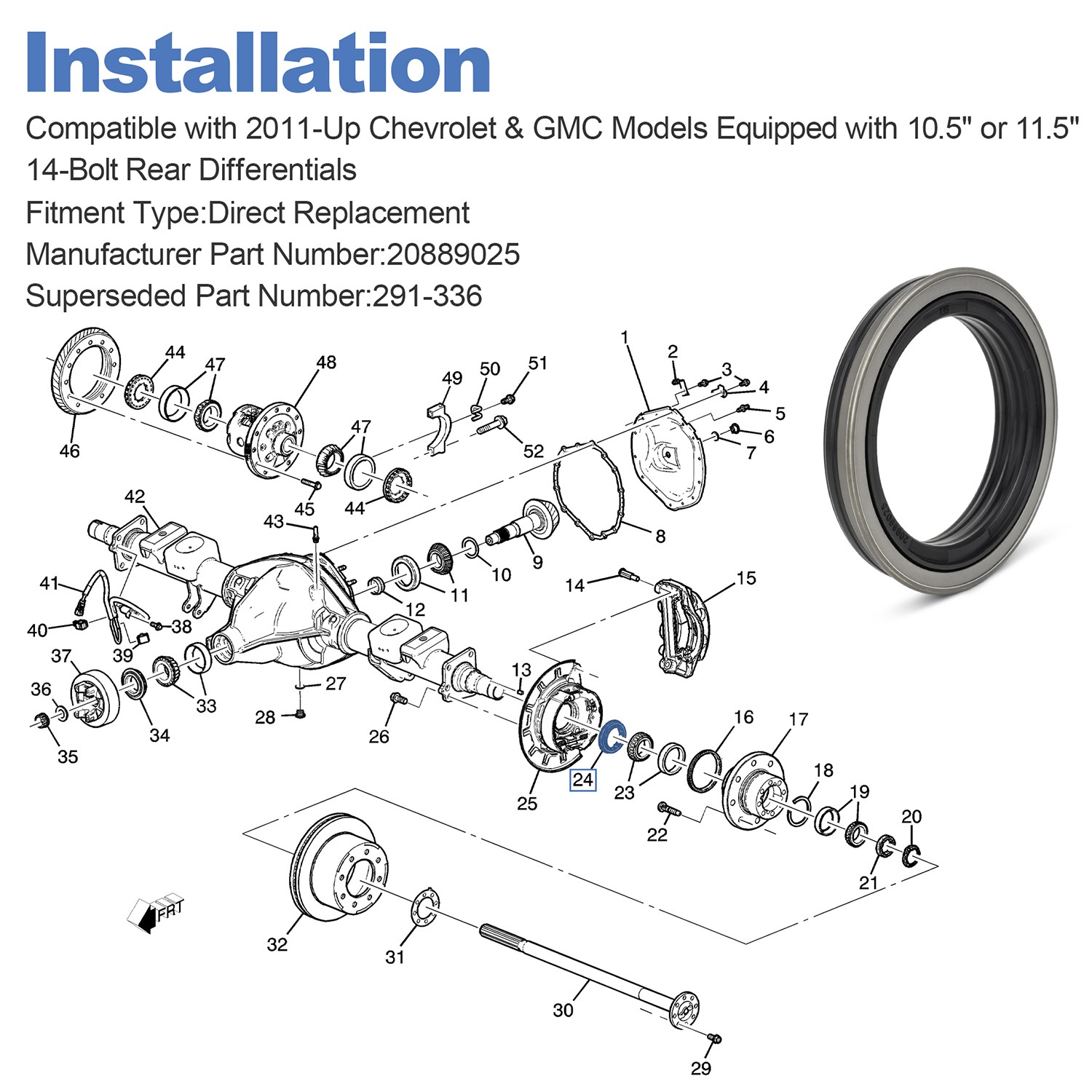 291-336 / 20889025 Full-Floating Rear Wheel Seal – Fits AAM 10.5″ & 11.5″ Axles