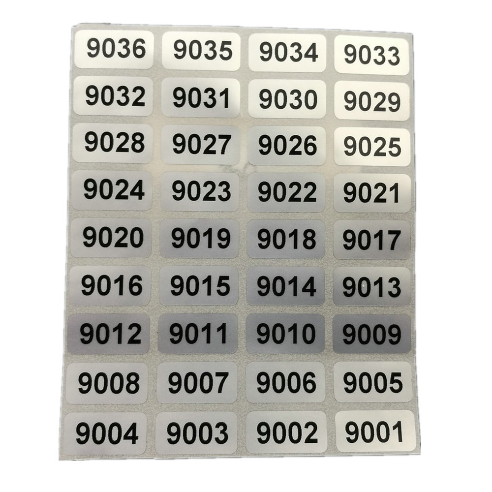 Consecutive Sequential Numbering Stickers 001 to 10000, Black on Silver Labels