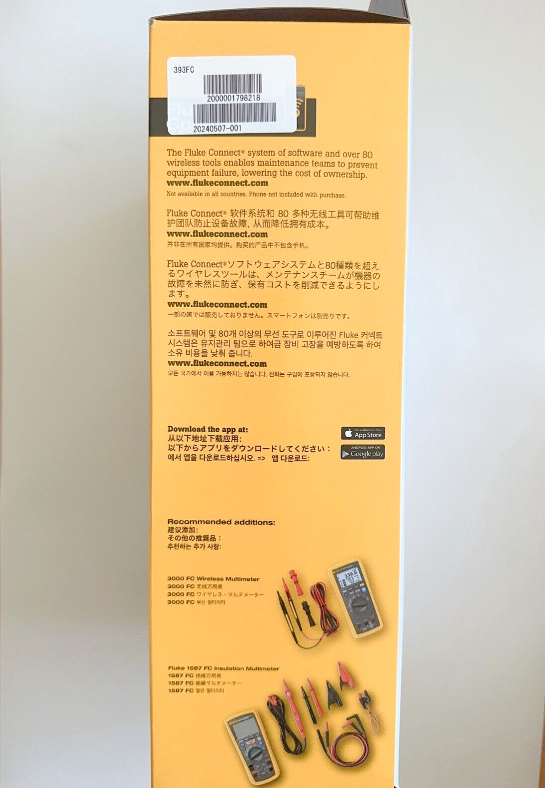 Fluke 393 FC CAT III 1500 V True-rms Clamp Meter with iFlex DC Power Solar IP54