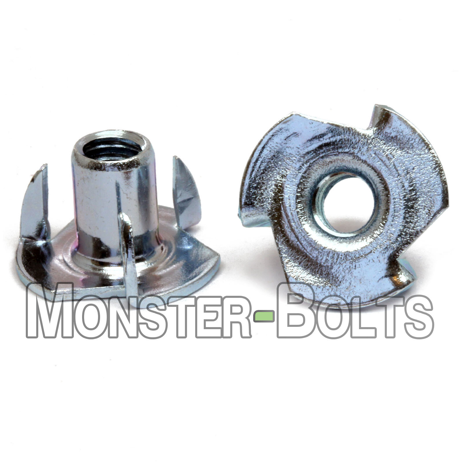 3/8″-16 Tee Nuts 3-Prong, CR+3 Zinc Plated Steel T-Nut 7/16″ Overall Length