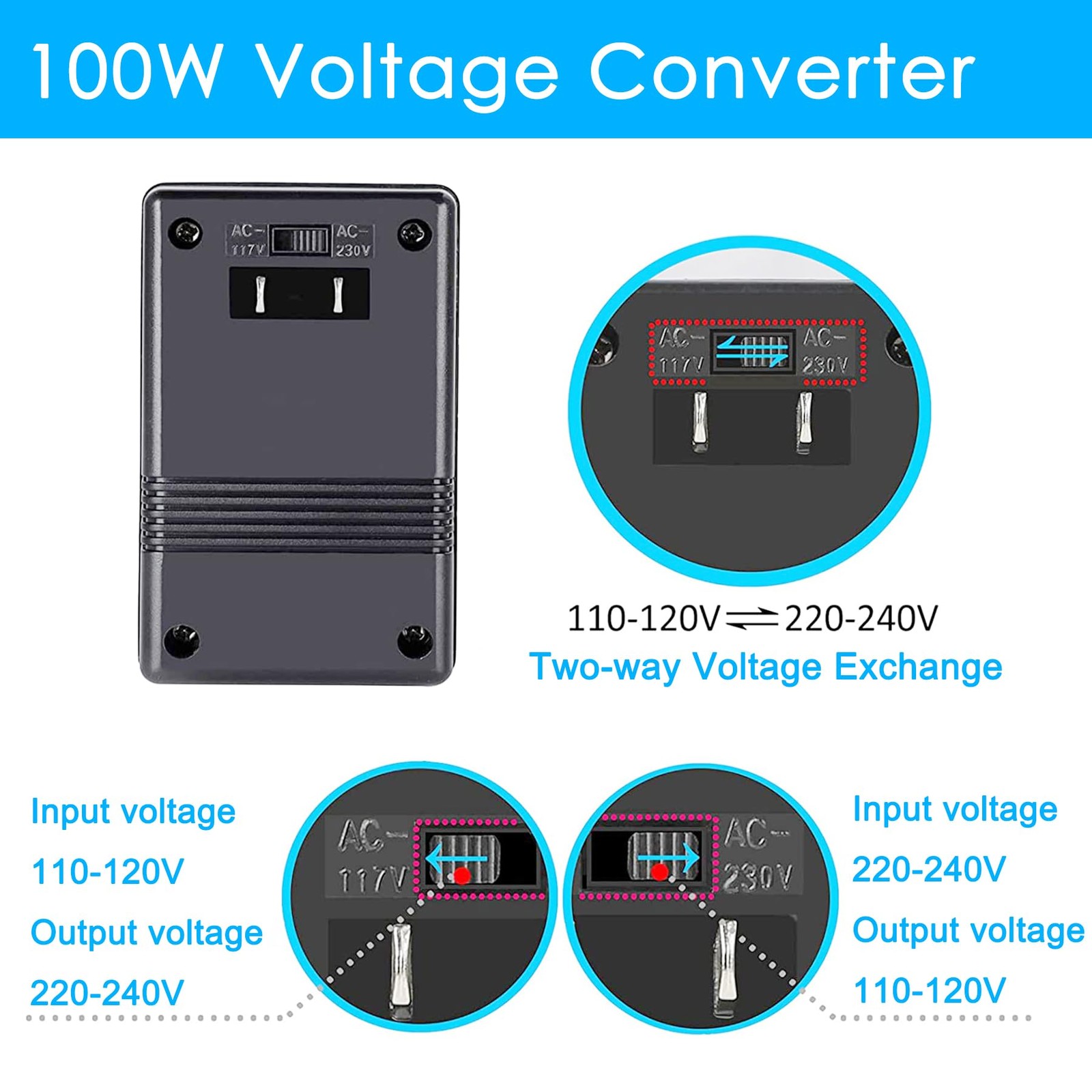 Voltage Converter 110V to 220V Step-Up & Step-Down Power Two-Way Conversion V…