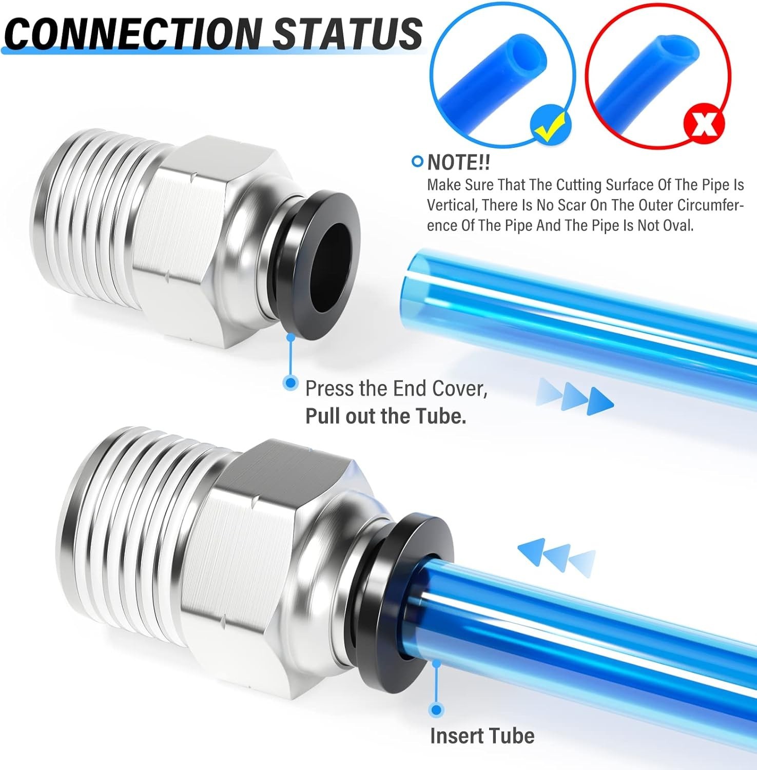 Durable Copper & Plastic 3/8” OD x 1/2” NPT Push-In Connect Fittings – 12 Pack