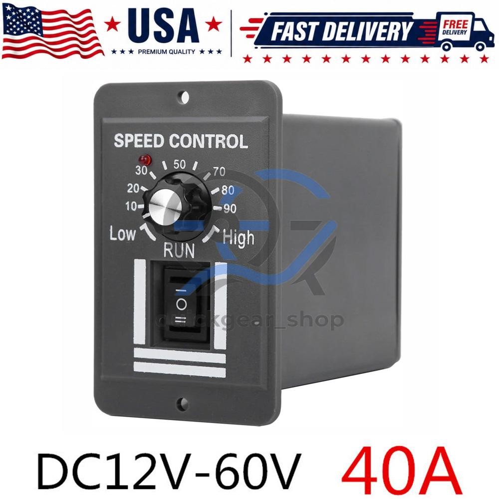 40A PWM DC Motor Speed Controller 12V 24V 36V 48V Variable Speed Switch Reverse