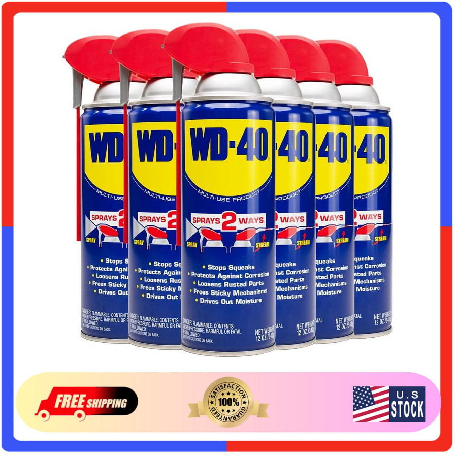 WD40 MultiUse Product with Smart Straw Sprays 2 Ways, 12 OZ [6Pack]