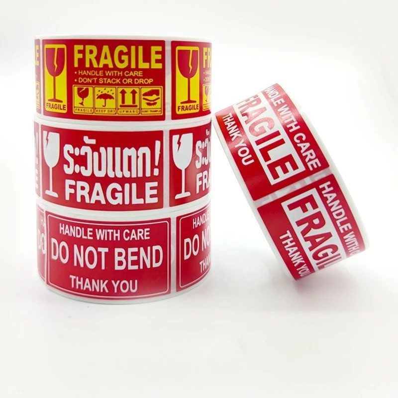 250 Fragile Warning Labels Roll Self Adhesive Shipping Packing Stickers Red Whit