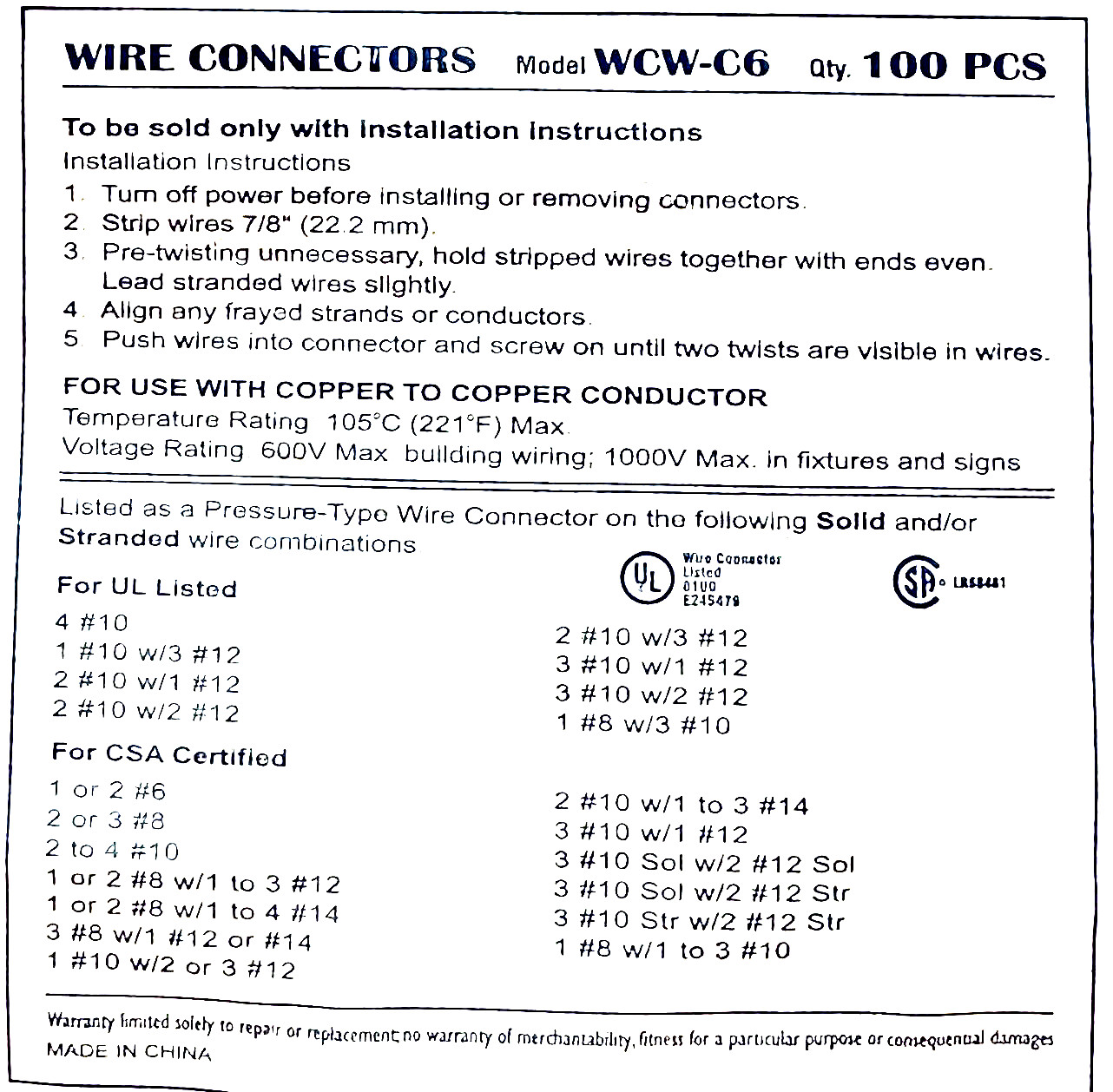 Blue Winged Electrical Wire End Connectors Caps Bulk 100 Pack / 14-6 AWG
