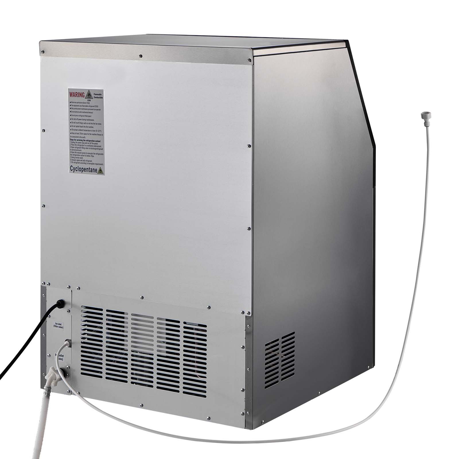 Uimoso 265lb/24h Commercial Ice Maker Stainless Ice Cube Machine W/85lbs Storage