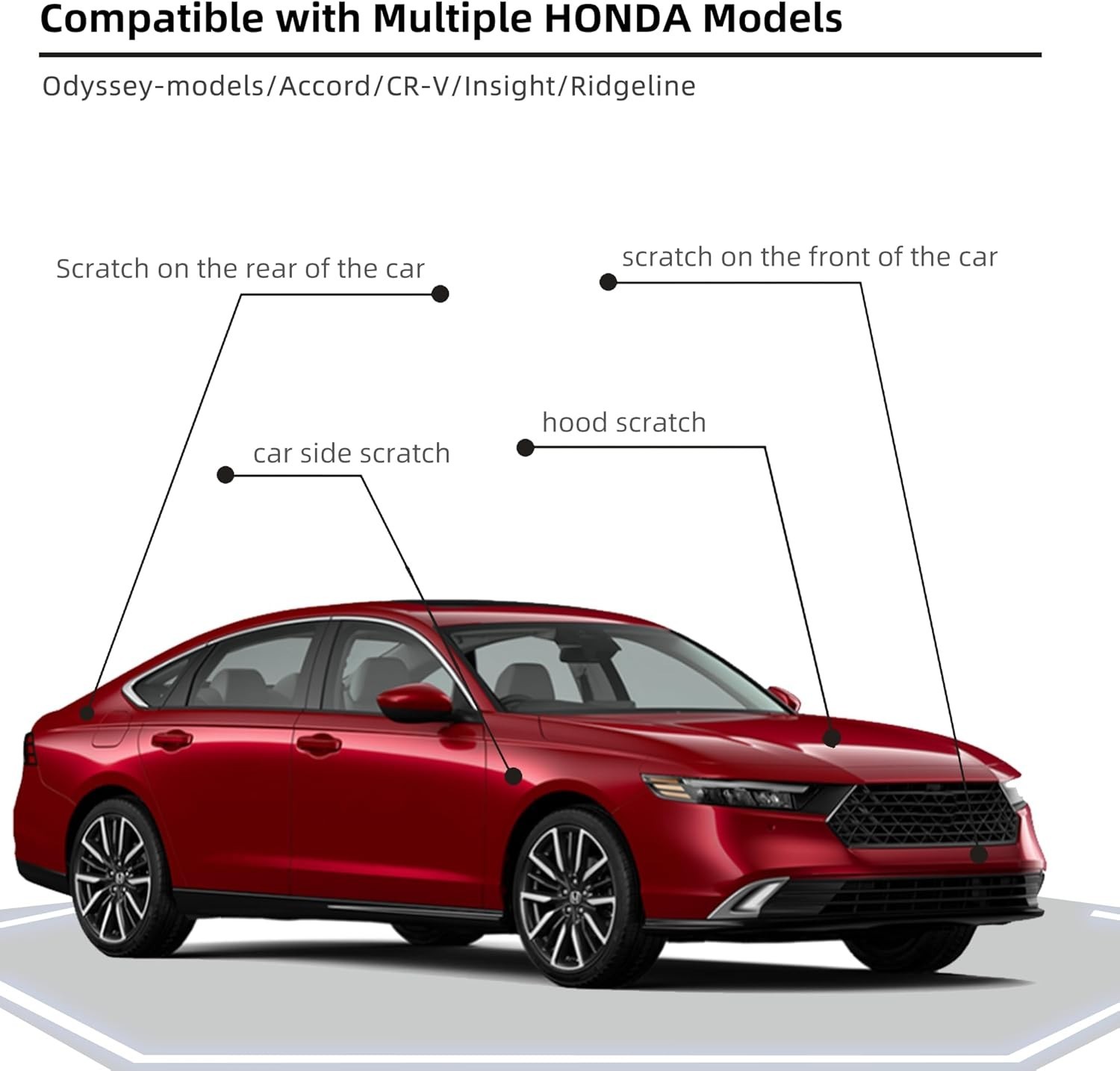 Radiant Red Metallic(R-569M) Car Paint Touch Up Pen Compatible with Honda,2-In-1