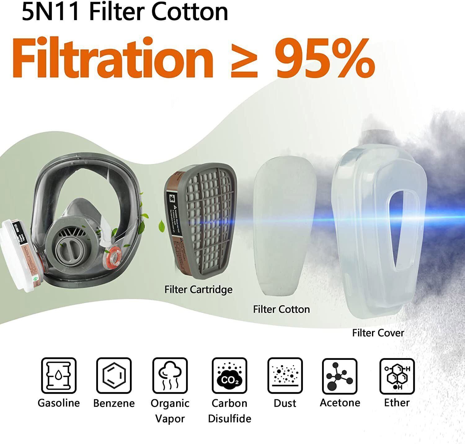 10pcs/set 5N11 Cotton Filter Replacement Filters For 6200 6800 7502 Respirators