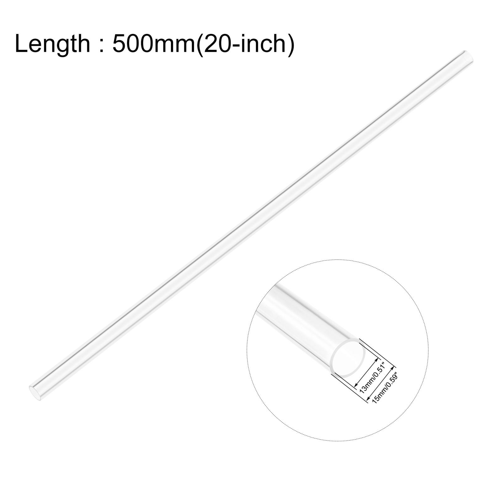 Clear Rigid Acrylic Pipe 13mm ID x 15mm OD x 0.5m 1mm Wall Tube