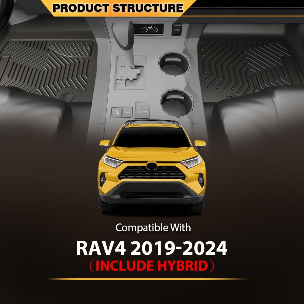 TPE All Weather Floor Mats Cargo Liner for Toyota RAV4 2019-2024 Hybrid 3PCS