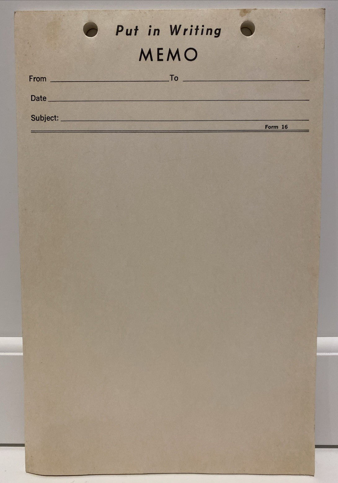 Vintage «Put it in Writing» Memo Pad 8 1/2″ x 5 1/2″ 45 sheets 2 holes at Top