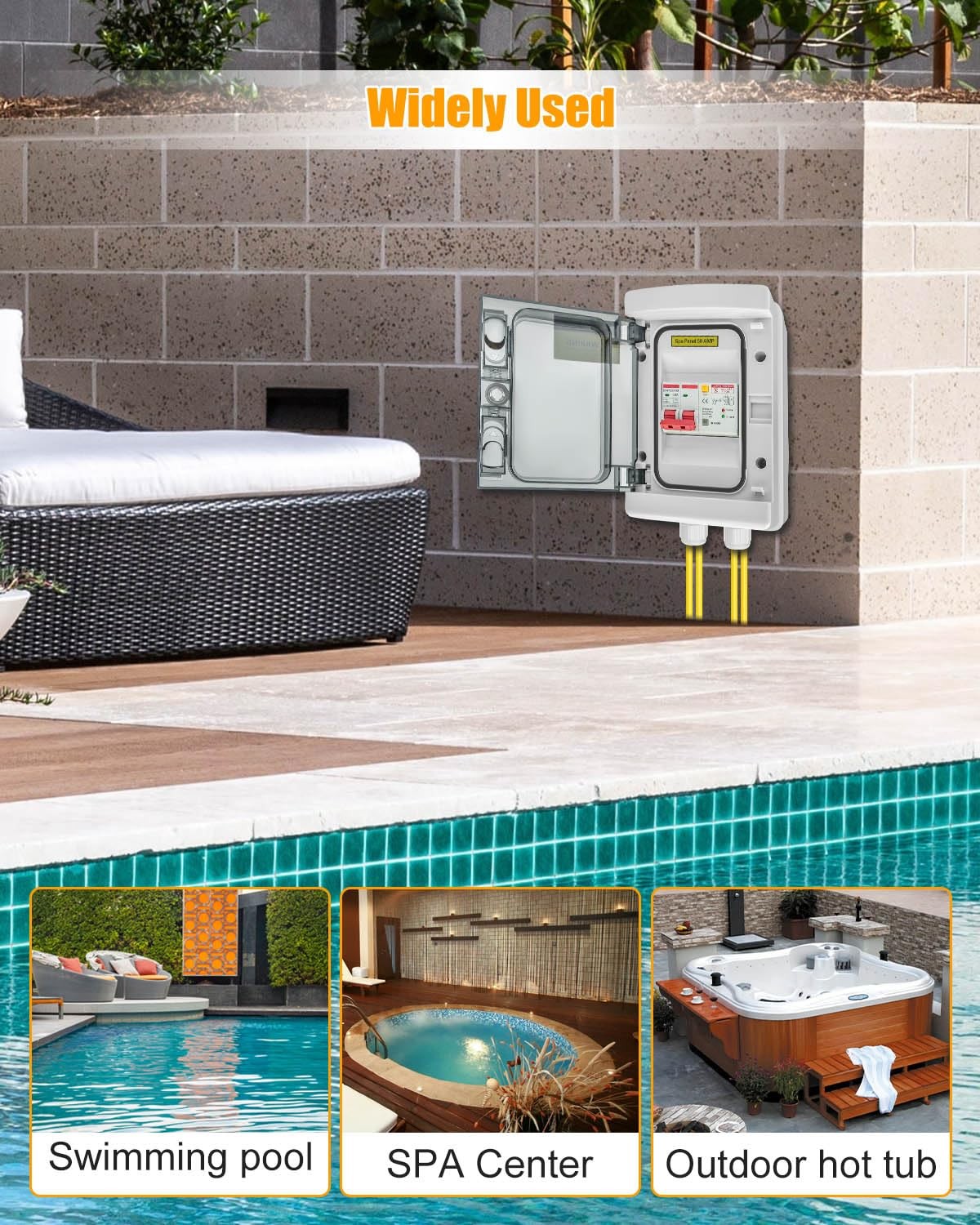 50A GFCI SPA Panel with Surge Protection, Weatherproof Disconnect Box 110V/220V