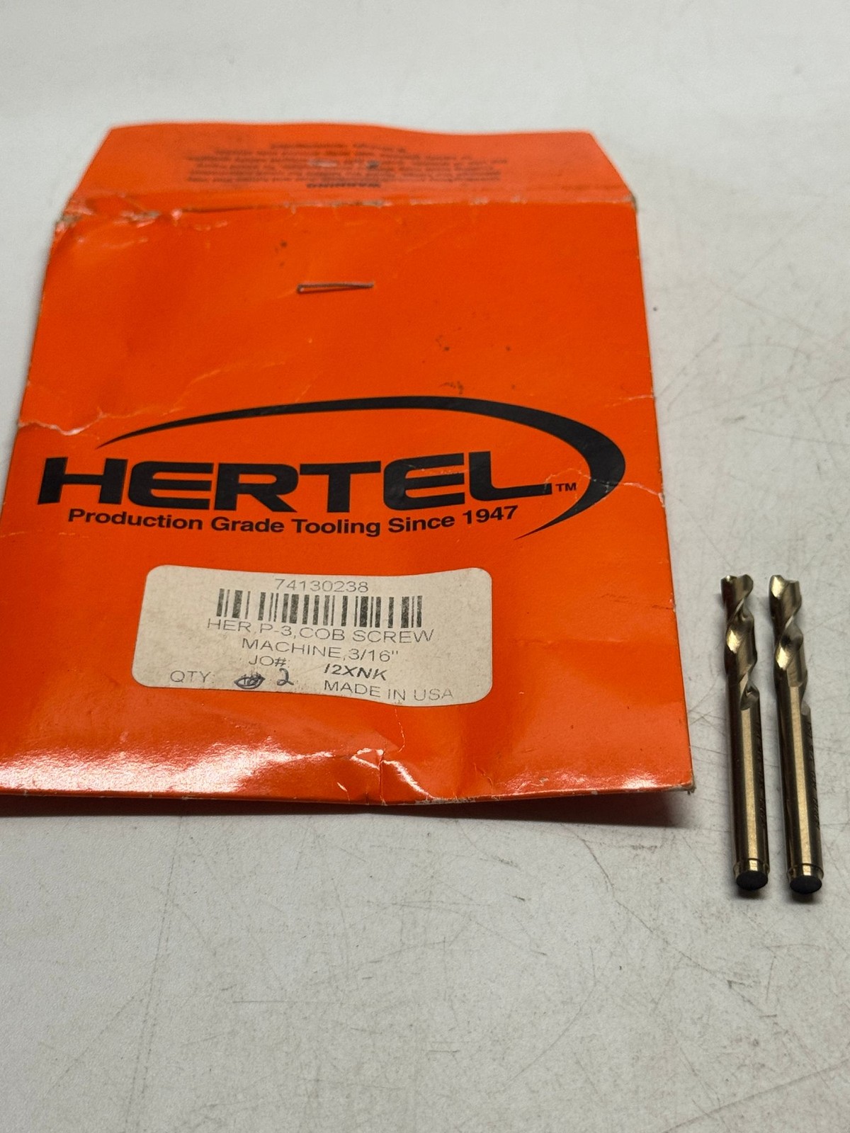 Hertel Screw Machine Cobalt Drill Bits 3/16in 2pcs Precision Industrial Tooling