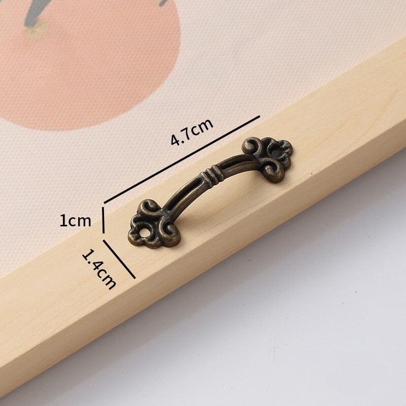 Wooden Crate Cosmetic Case Jewelry Box Pull Handle Grip Bronze Tone 20Pcs