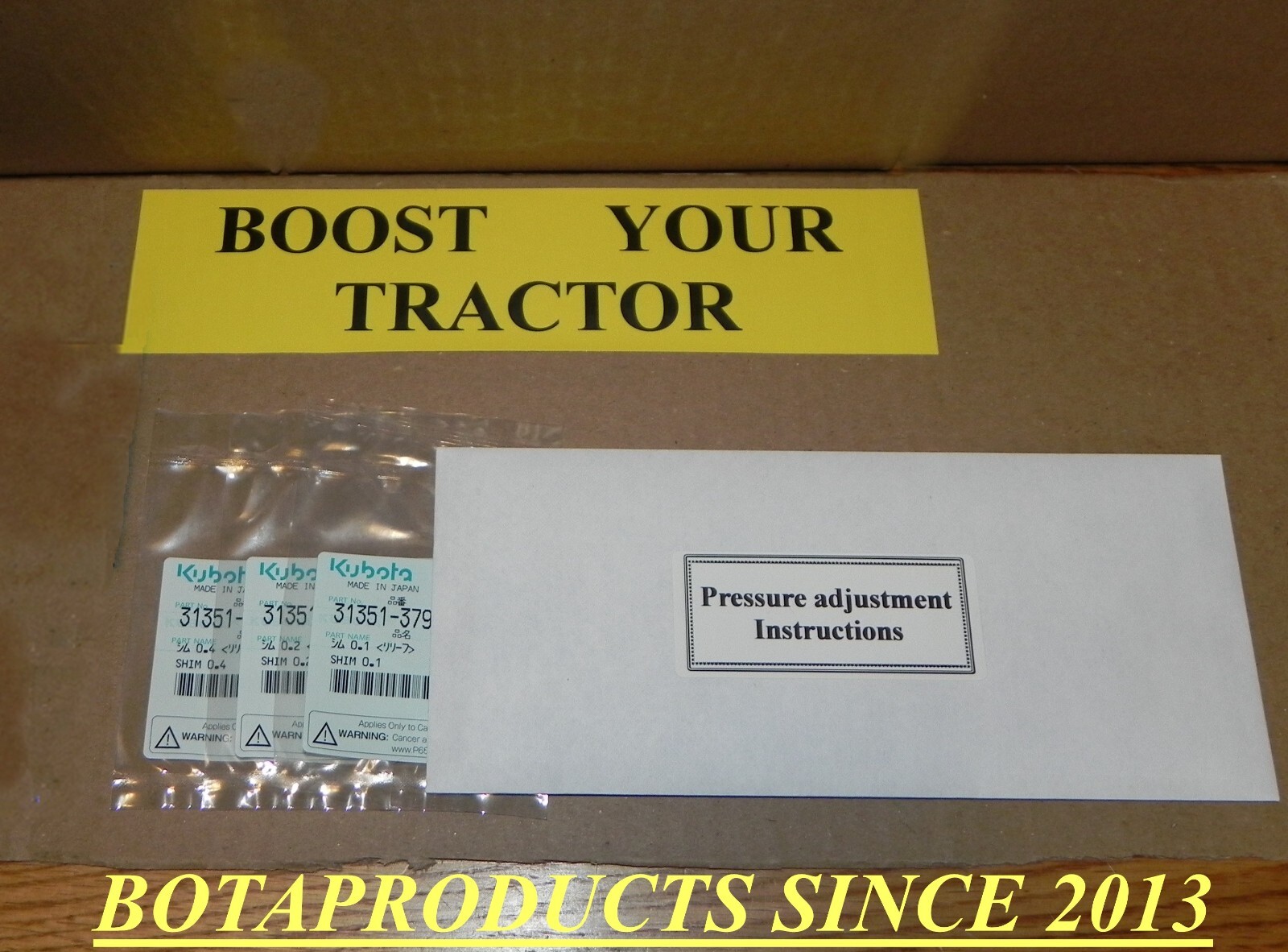Kubota BX,B,L pressure increase shims & Instructions for BX up to 25% more power