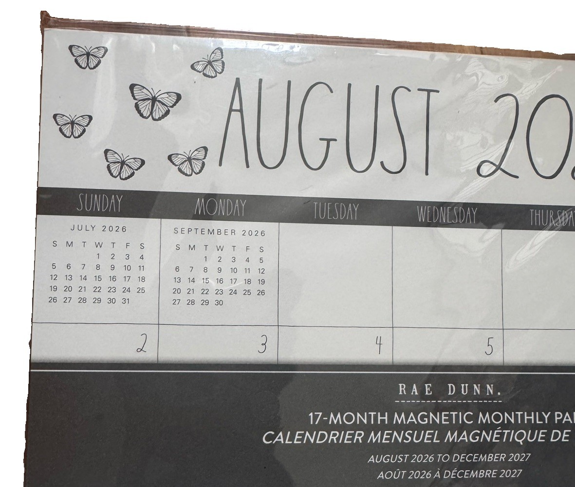 2027 Magnetic Pad Calendar Rae Dunn 17 Months Bee Design Aug 2026- Dec 2027