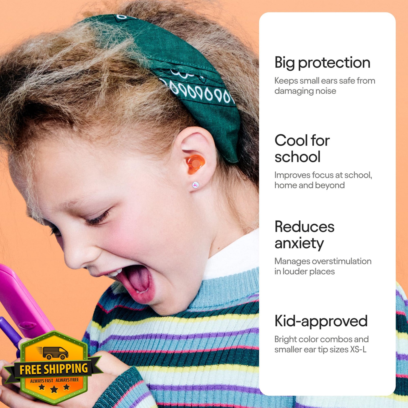 Loop Orange Engage Kids Ear Plugs 6-12yr