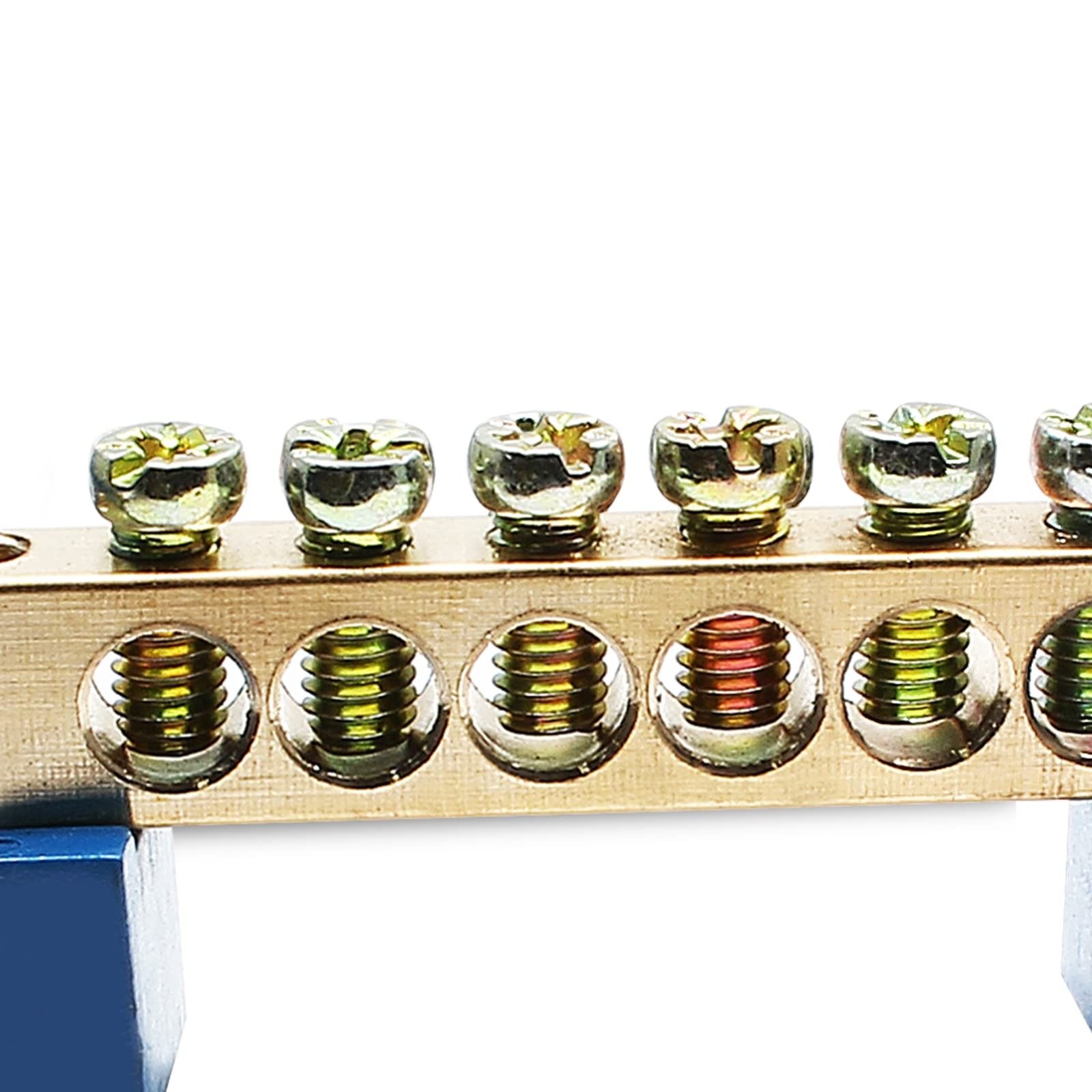 Unlorspy 5 PCS Brass Wire Screw Terminal 6 Positions Terminal Bus Bar Blue Gr…