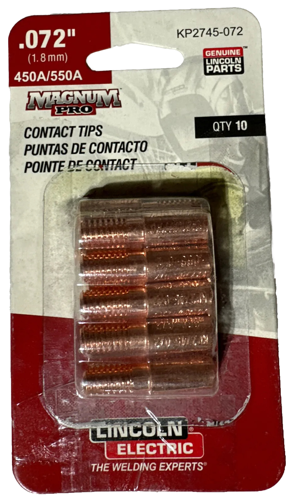 Lincoln Electric KP2745-072 Contact Tips 0.072″ (1.8mm), 450-550A, 10PK